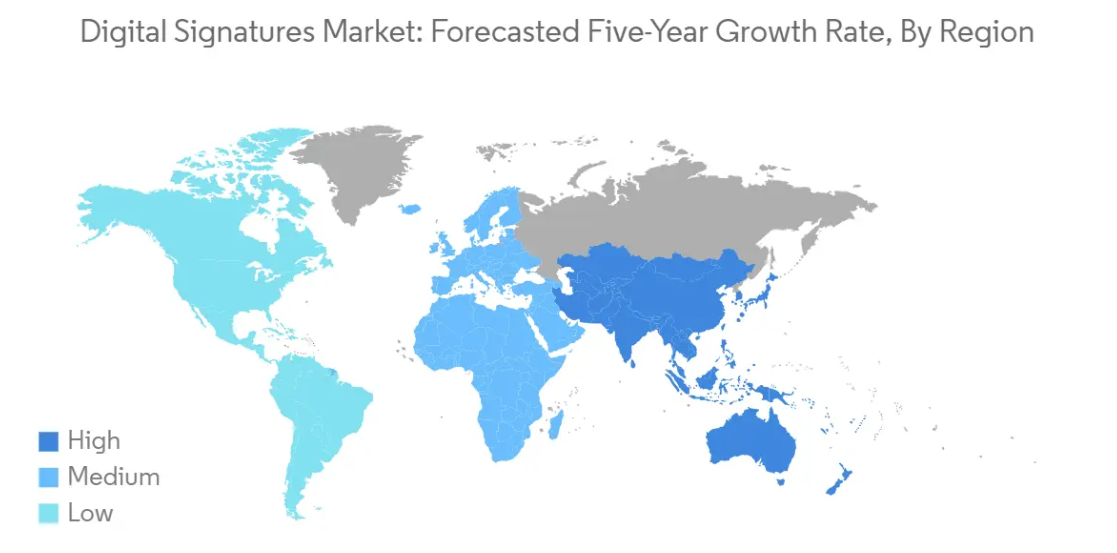 Market Analysis of Digital Signatures Market: Forecasted Growth Rate by Region